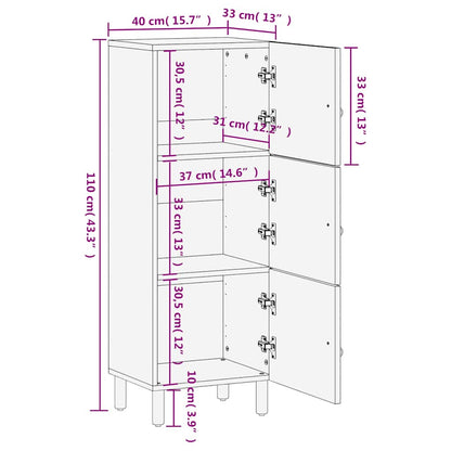 vidaXL Meuble d'appoint 40x33x110 cm Bois de manguier massif