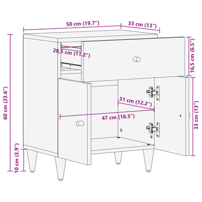 vidaXL Table de chevet 50x33x60 cm Bois de manguier massif