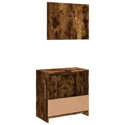 vidaXL 2-tlg. Badmöbel-Set Räuchereiche Holzwerkstoff