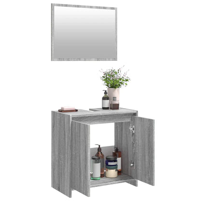 vidaXL 2-tlg. Badmöbel-Set Grau Sonoma Holzwerkstoff