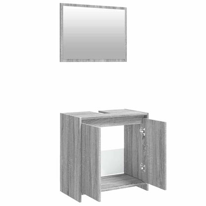 vidaXL 2-tlg. Badmöbel-Set Grau Sonoma Holzwerkstoff