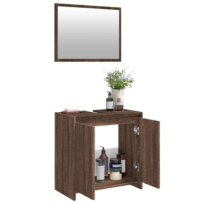 vidaXL 2-tlg. Badmöbel-Set Braun Eichen-Optik Holzwerkstoff