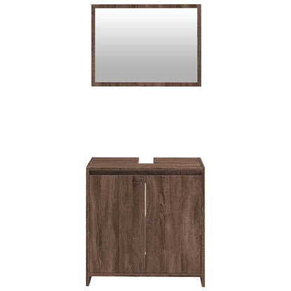 vidaXL 2-tlg. Badmöbel-Set Braun Eichen-Optik Holzwerkstoff