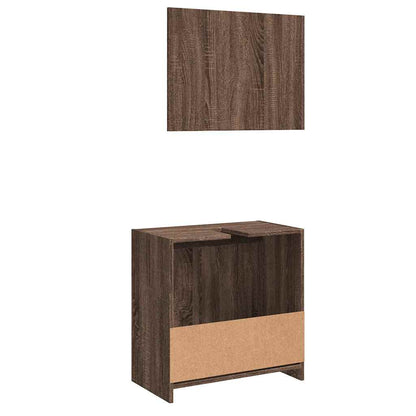 vidaXL 2-tlg. Badmöbel-Set Braun Eichen-Optik Holzwerkstoff