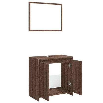 vidaXL 2-tlg. Badmöbel-Set Braun Eichen-Optik Holzwerkstoff