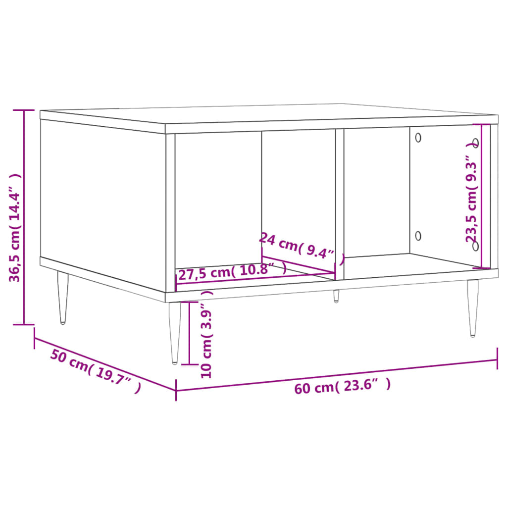 vidaXL Couchtisch Weiß 60x50x36,5 cm Holzwerkstoff