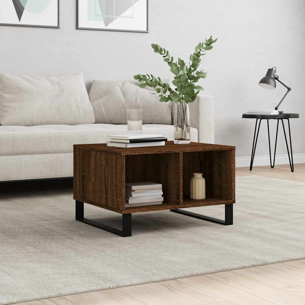 vidaXL Table basse marron aspect chêne 60x50x36,5 cm Bois d'ingénierie