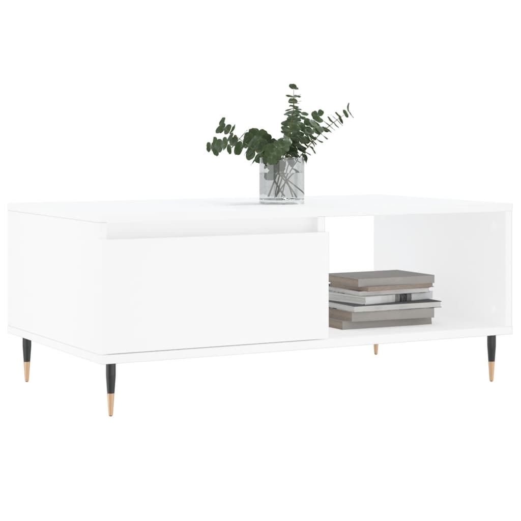 vidaXL Table basse blanche 90x50x36,5 cm en bois d'ingénierie