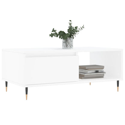 vidaXL Table basse blanche 90x50x36,5 cm en bois d'ingénierie