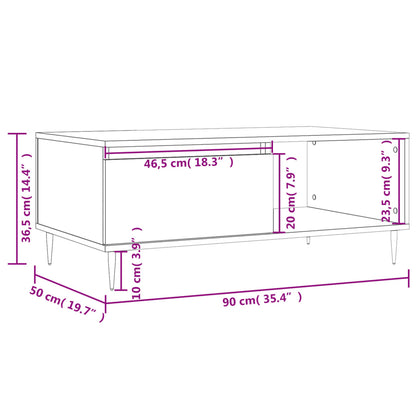 vidaXL Table basse blanche 90x50x36,5 cm en bois d'ingénierie