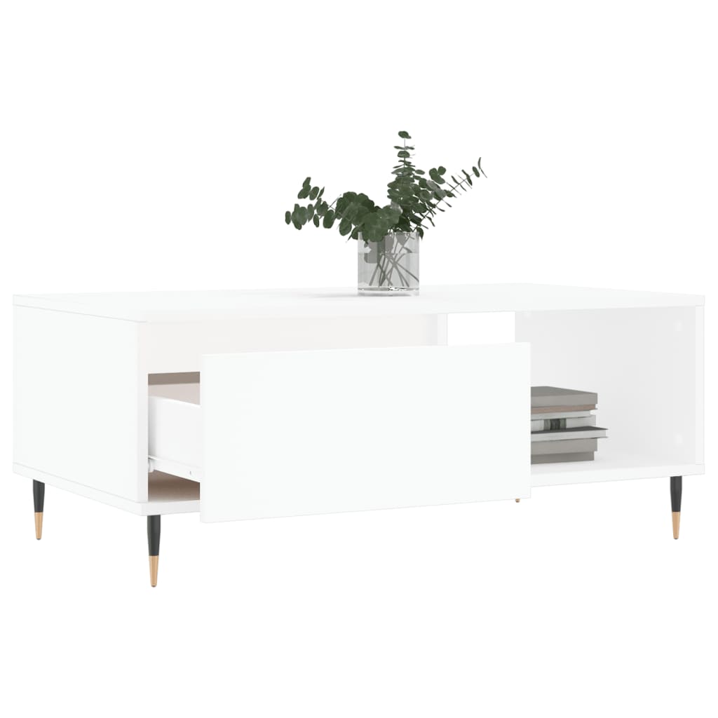 vidaXL Table basse blanche 90x50x36,5 cm en bois d'ingénierie