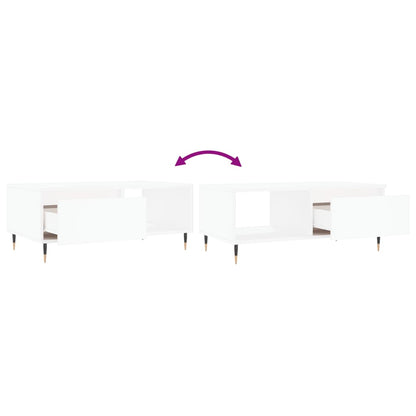 vidaXL Table basse blanche 90x50x36,5 cm en bois d'ingénierie