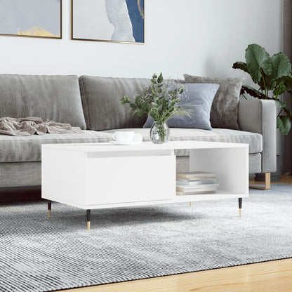 vidaXL Table basse blanche 90x50x36,5 cm en bois d'ingénierie