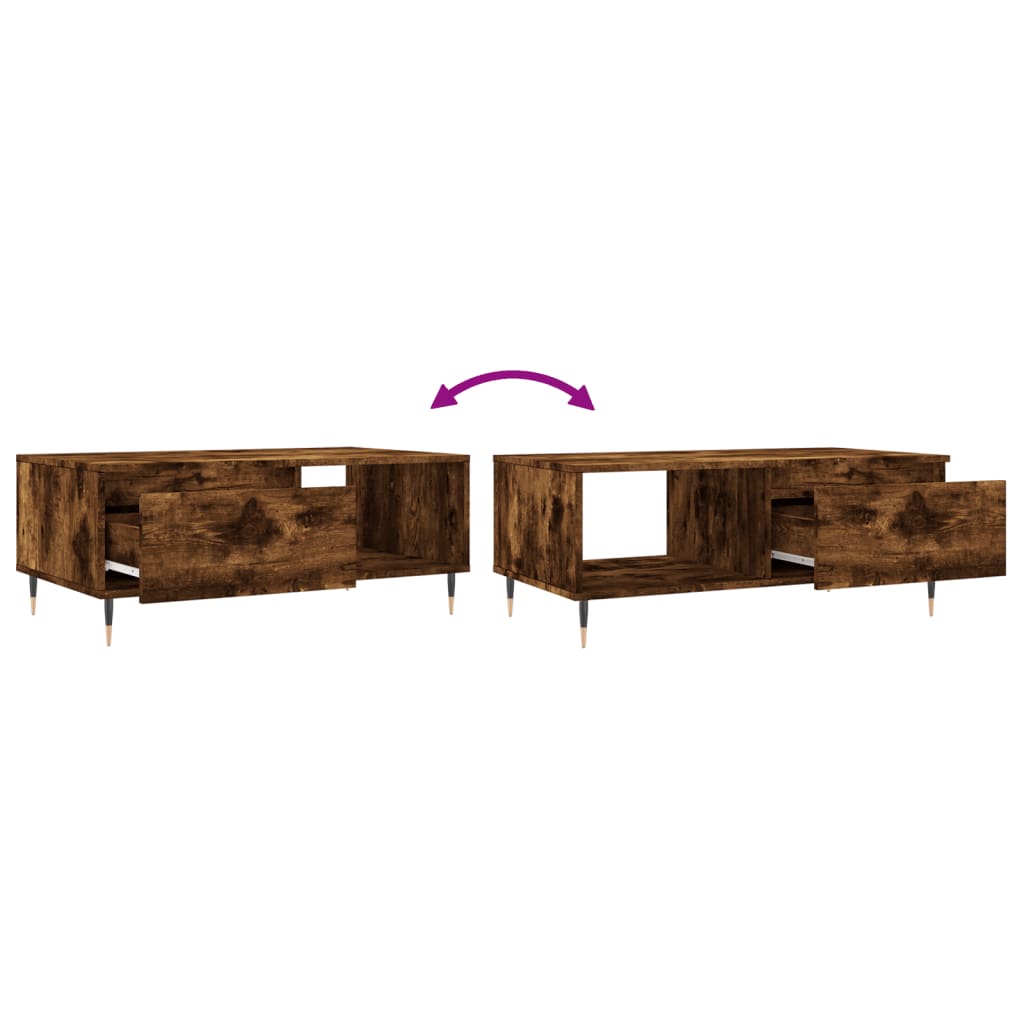 vidaXL Table basse chêne fumé 90x50x36,5 cm bois d'ingénierie