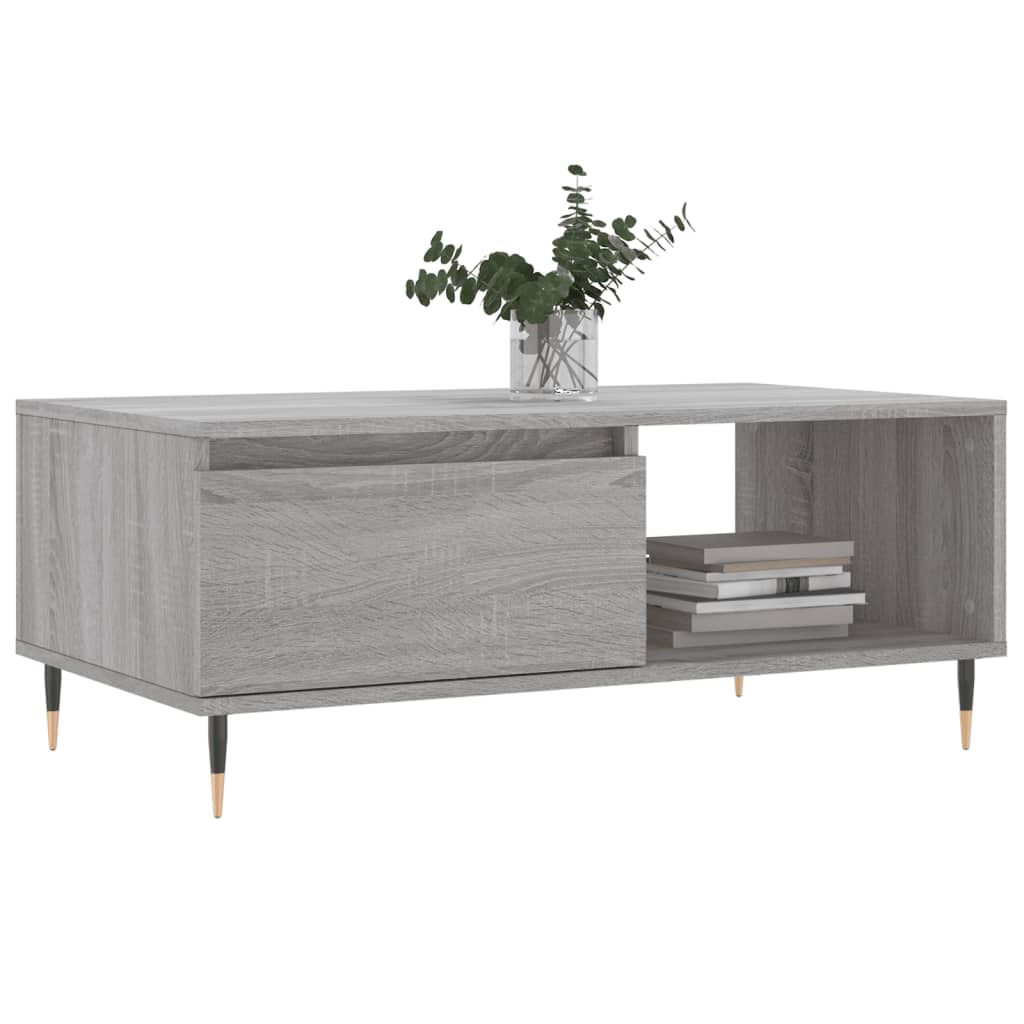 vidaXL Table basse gris sonoma 90x50x36,5 cm en bois d'ingénierie
