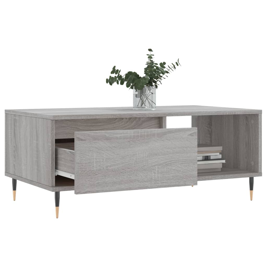 vidaXL Table basse gris sonoma 90x50x36,5 cm en bois d'ingénierie