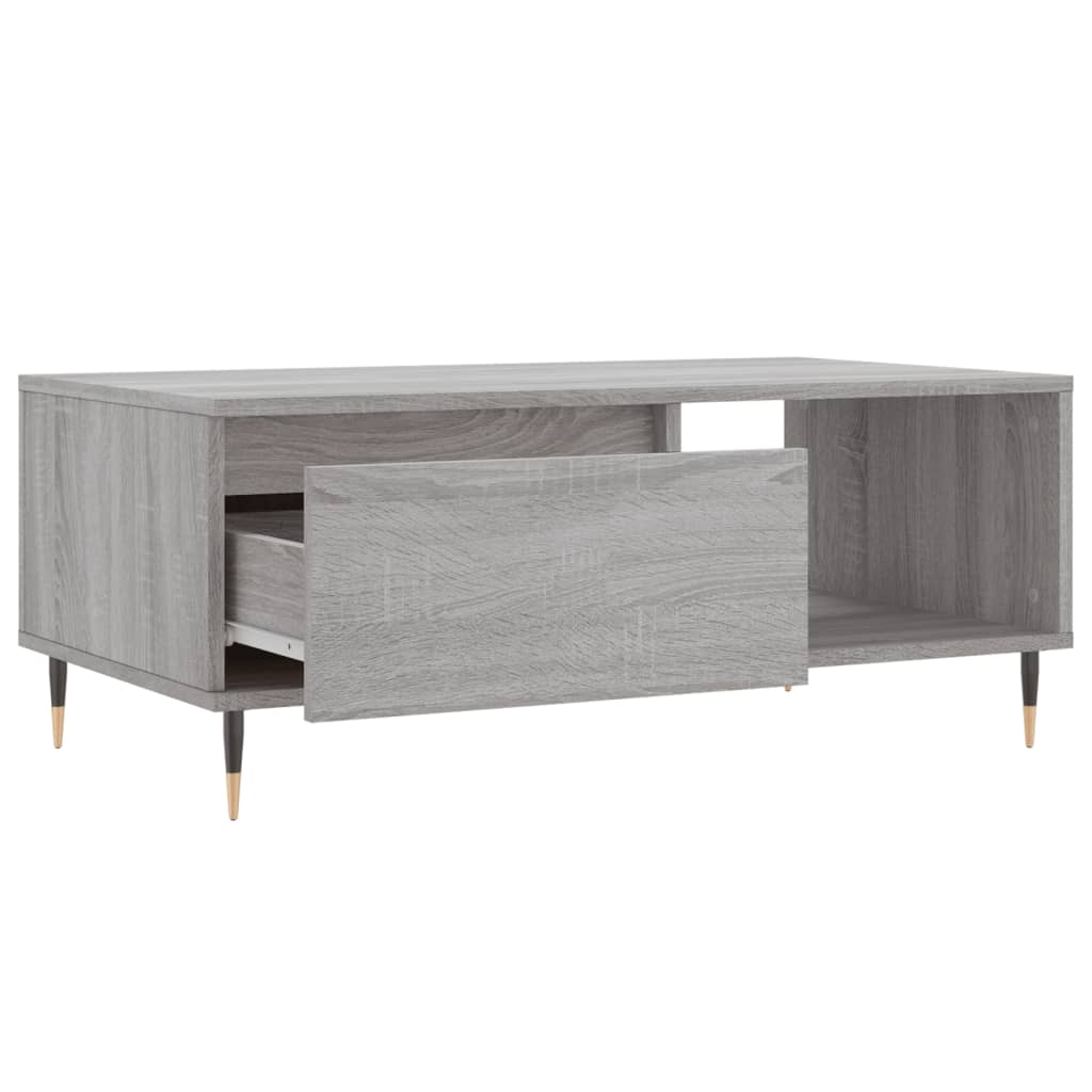 vidaXL Table basse gris sonoma 90x50x36,5 cm en bois d'ingénierie