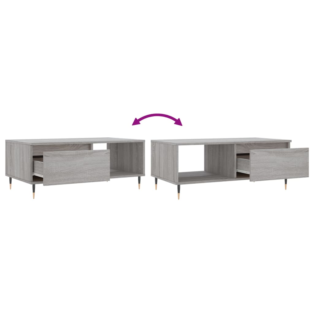 vidaXL Table basse gris sonoma 90x50x36,5 cm en bois d'ingénierie