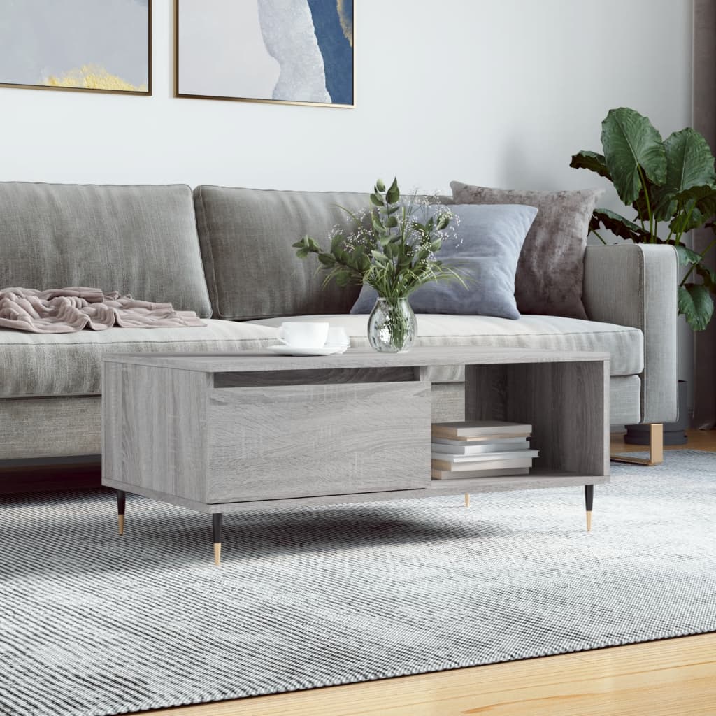 vidaXL Table basse gris sonoma 90x50x36,5 cm en bois d'ingénierie