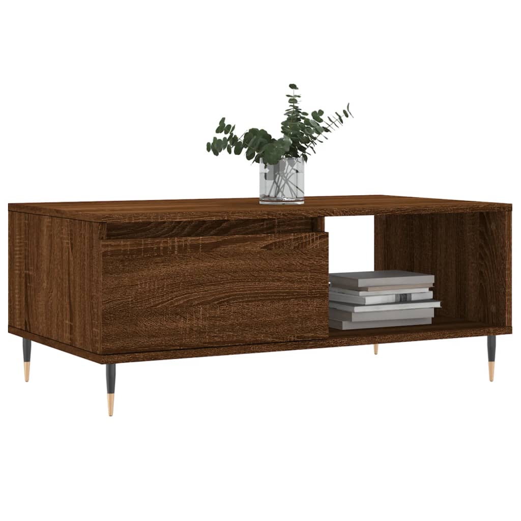 vidaXL Table basse marron aspect chêne 90x50x36,5 cm bois d'ingénierie