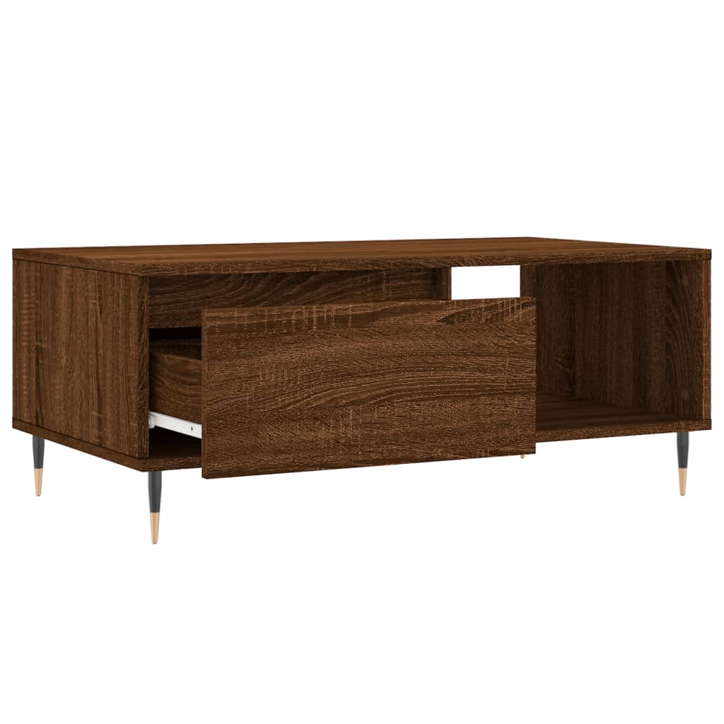 vidaXL Table basse marron aspect chêne 90x50x36,5 cm bois d'ingénierie