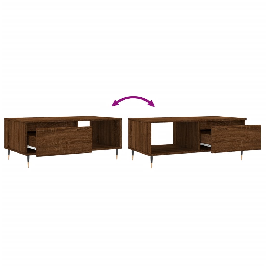 vidaXL Table basse marron aspect chêne 90x50x36,5 cm bois d'ingénierie