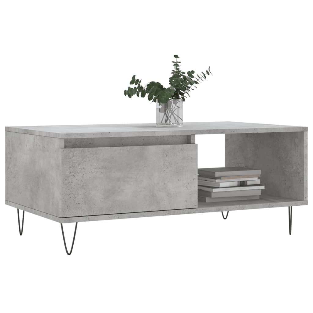 vidaXL Table basse gris béton 90x50x36,5 cm Aggloméré