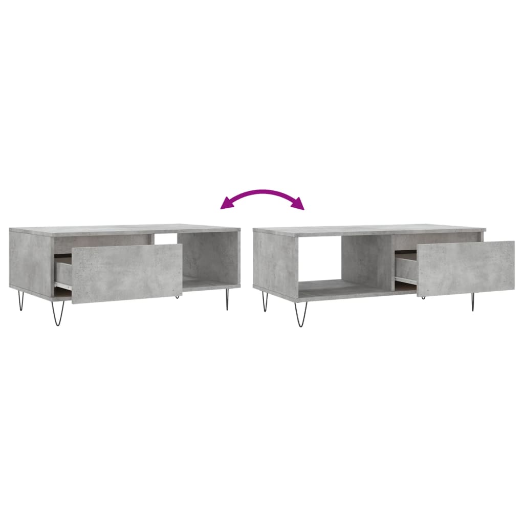 vidaXL Table basse gris béton 90x50x36,5 cm Aggloméré