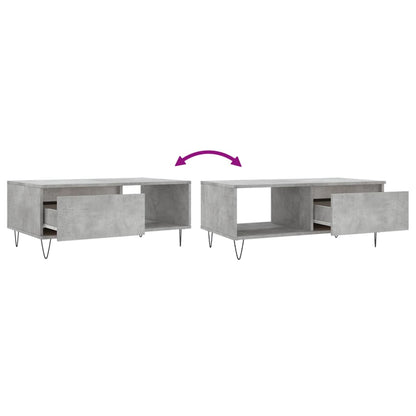 vidaXL Table basse gris béton 90x50x36,5 cm Aggloméré
