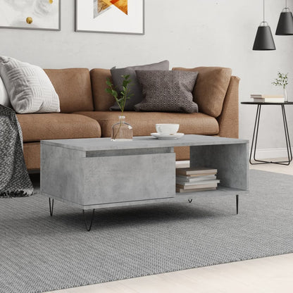 vidaXL Table basse gris béton 90x50x36,5 cm Aggloméré