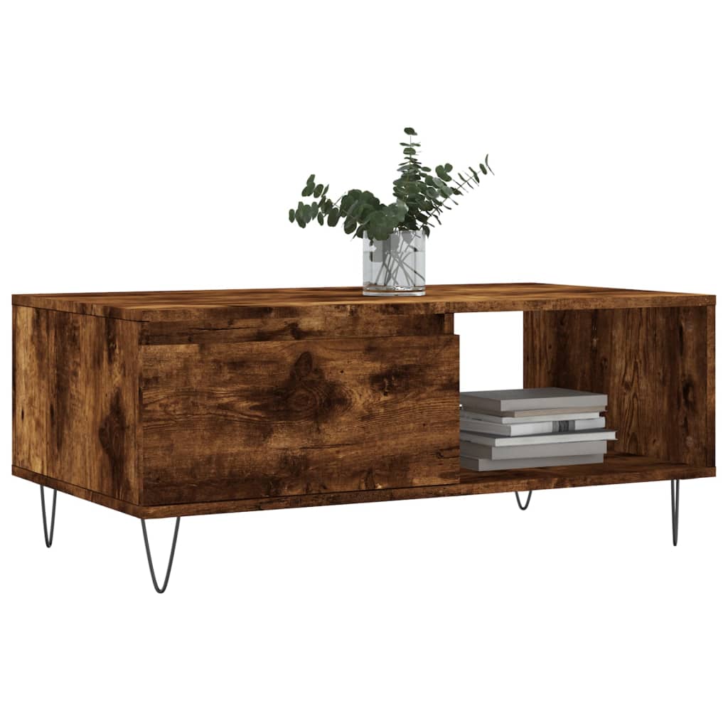vidaXL Table basse chêne fumé 90x50x36,5 cm bois d'ingénierie