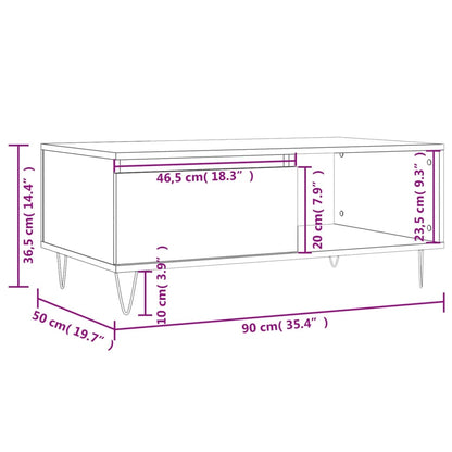 vidaXL Table basse chêne fumé 90x50x36,5 cm bois d'ingénierie