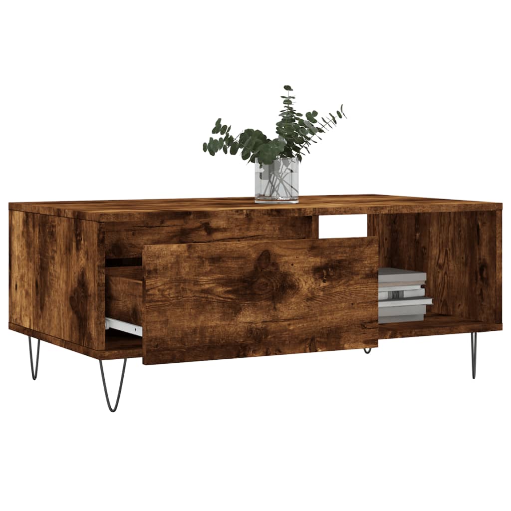 vidaXL Table basse chêne fumé 90x50x36,5 cm bois d'ingénierie