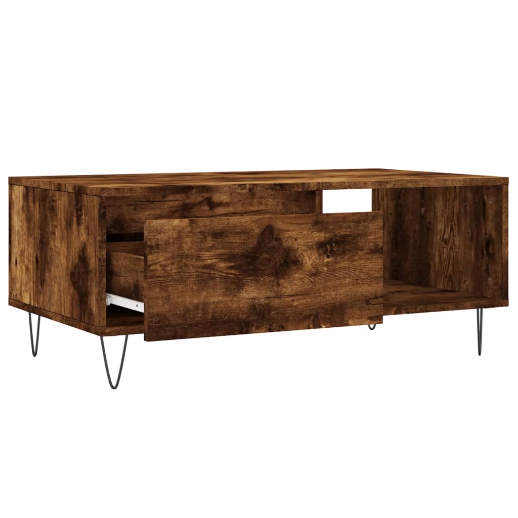 vidaXL Table basse chêne fumé 90x50x36,5 cm bois d'ingénierie