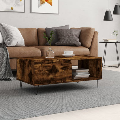 vidaXL Table basse chêne fumé 90x50x36,5 cm bois d'ingénierie
