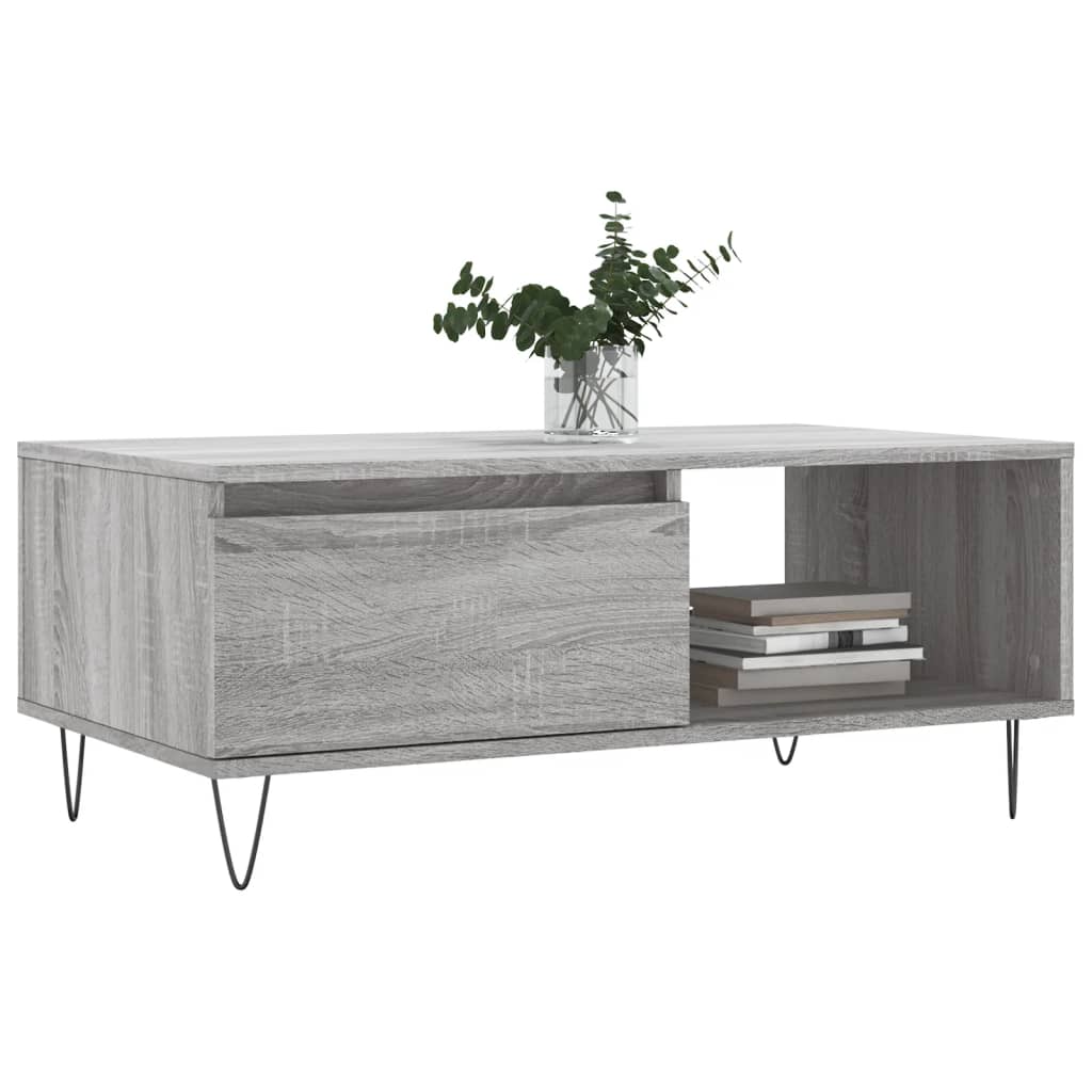 vidaXL Table basse gris sonoma 90x50x36,5 cm en bois d'ingénierie