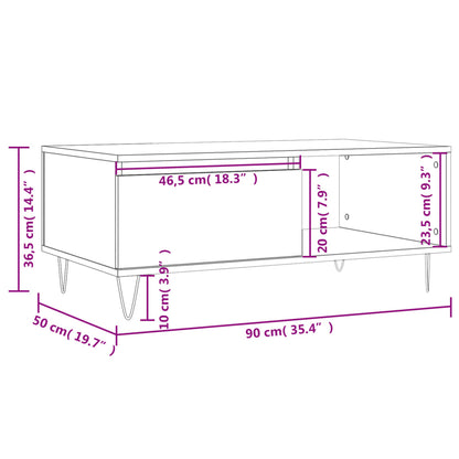 vidaXL Table basse marron aspect chêne 90x50x36,5 cm bois d'ingénierie