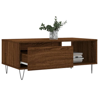 vidaXL Table basse marron aspect chêne 90x50x36,5 cm bois d'ingénierie