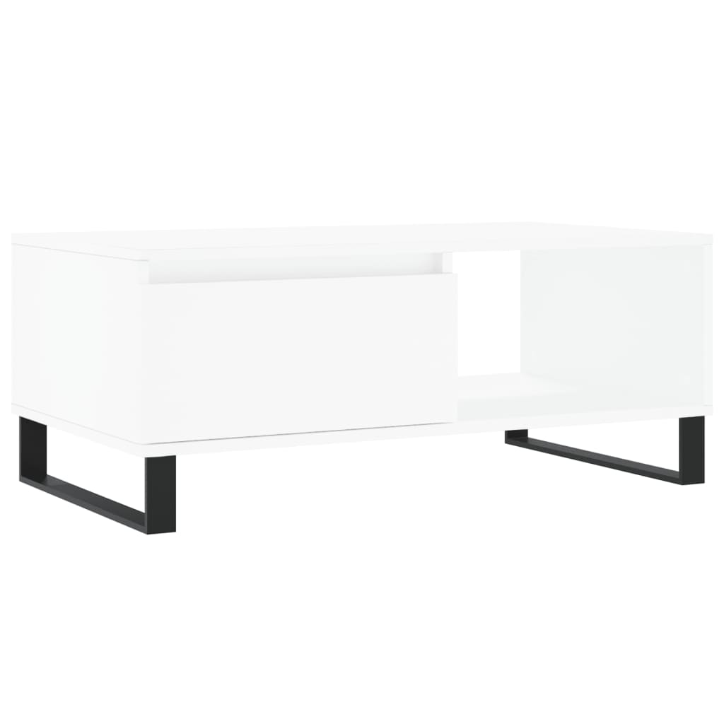 vidaXL Table basse blanche 90x50x36,5 cm en bois d'ingénierie