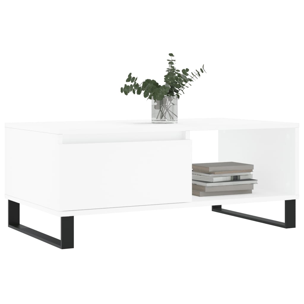 vidaXL Table basse blanche 90x50x36,5 cm en bois d'ingénierie