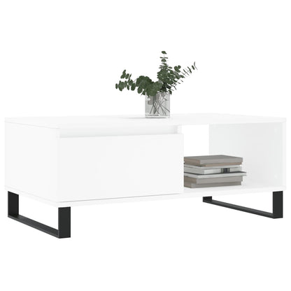 vidaXL Table basse blanche 90x50x36,5 cm en bois d'ingénierie