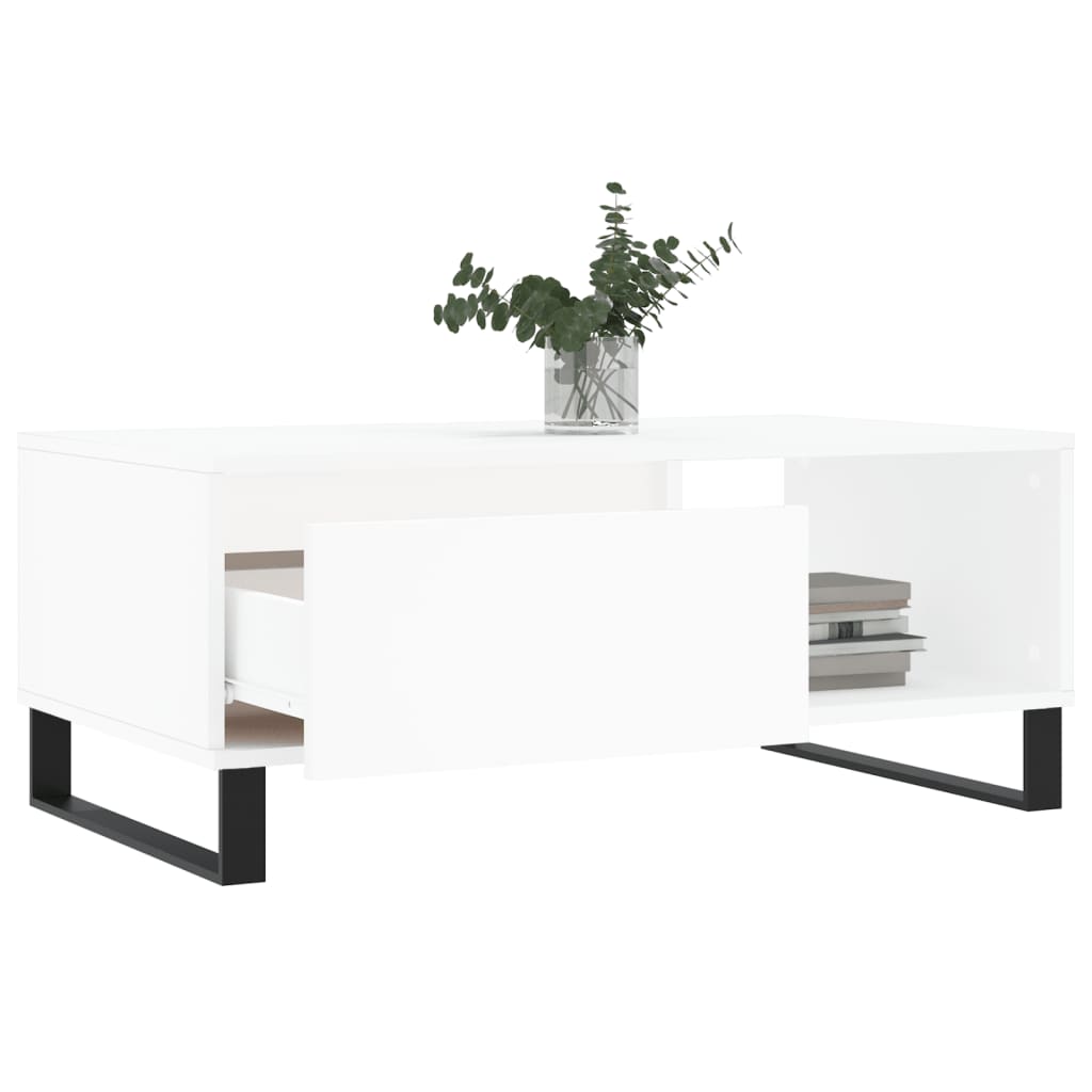 vidaXL Table basse blanche 90x50x36,5 cm en bois d'ingénierie