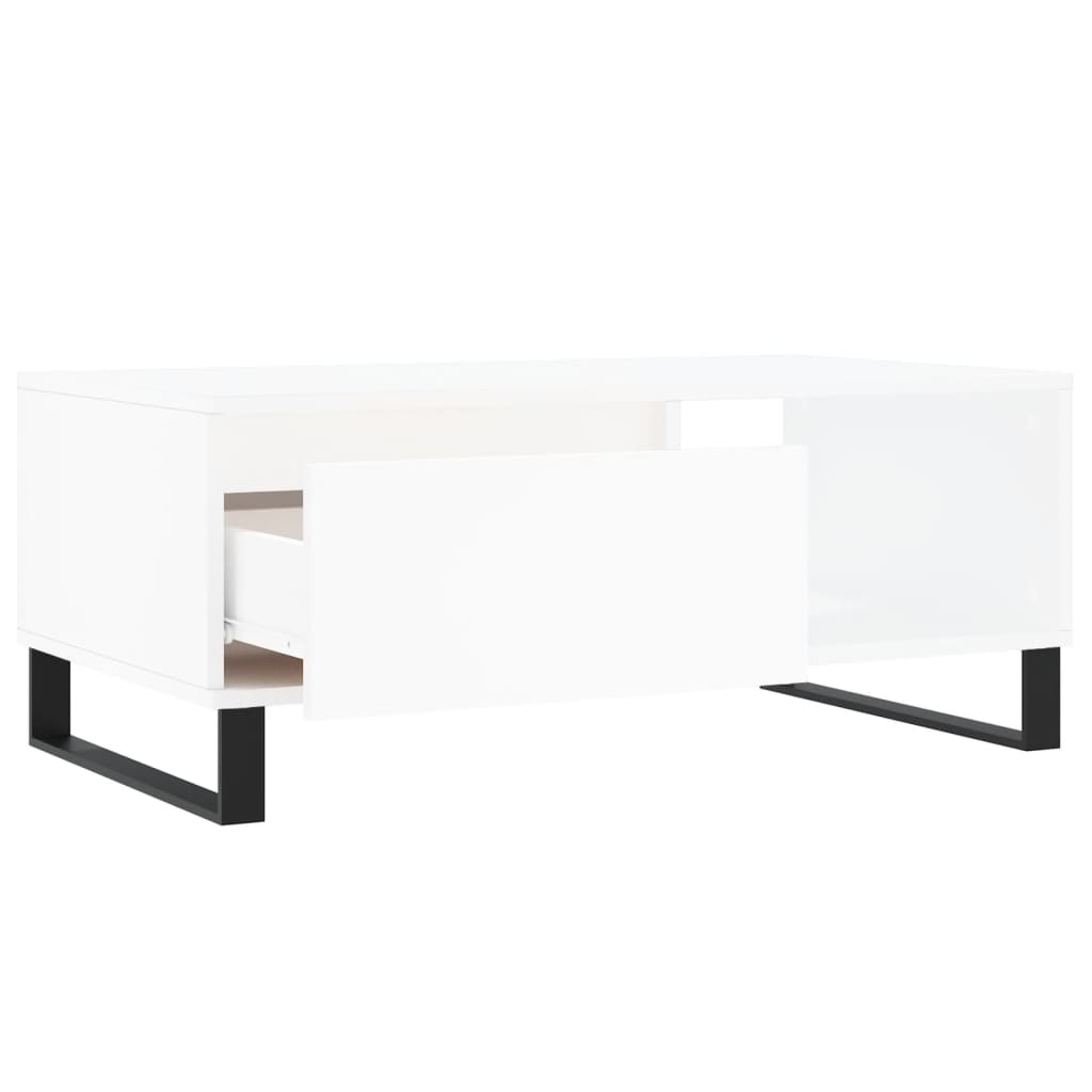 vidaXL Table basse blanche 90x50x36,5 cm en bois d'ingénierie