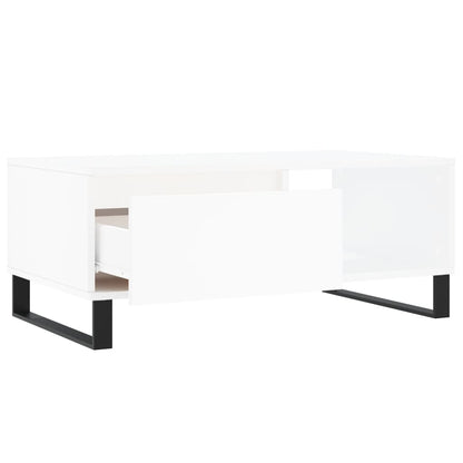 vidaXL Table basse blanche 90x50x36,5 cm en bois d'ingénierie