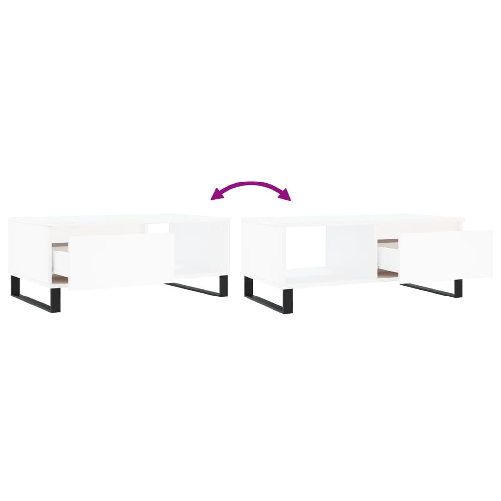 vidaXL Table basse blanche 90x50x36,5 cm en bois d'ingénierie