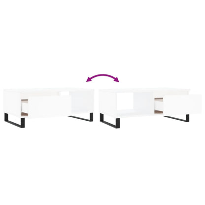 vidaXL Table basse blanche 90x50x36,5 cm en bois d'ingénierie