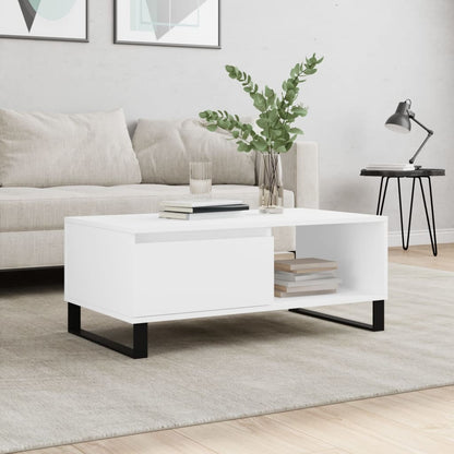 vidaXL Table basse blanche 90x50x36,5 cm en bois d'ingénierie