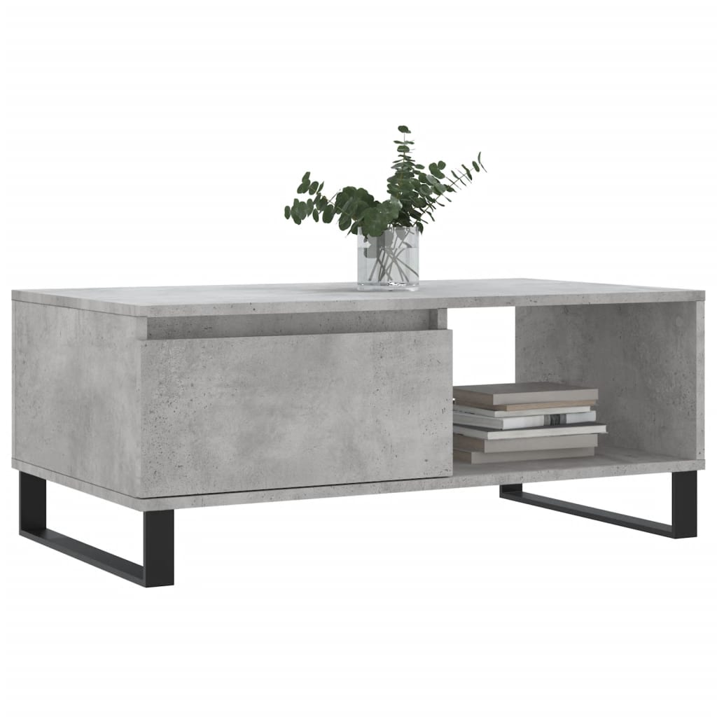 vidaXL Table basse gris béton 90x50x36,5 cm Aggloméré