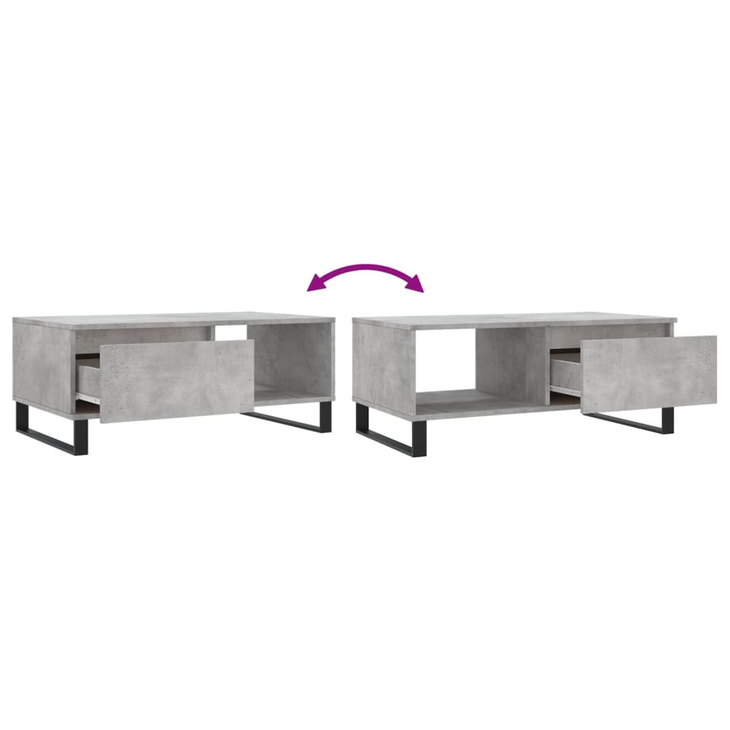 vidaXL Table basse gris béton 90x50x36,5 cm Aggloméré