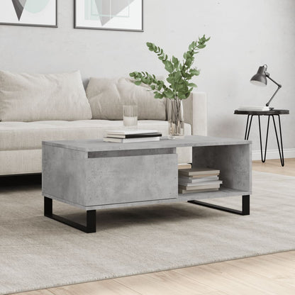 vidaXL Table basse gris béton 90x50x36,5 cm Aggloméré